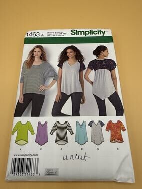 Simplicity 1463 Uncut Knit Tops Sewing Pattern XXS-XXL Karen Z Tunic Top